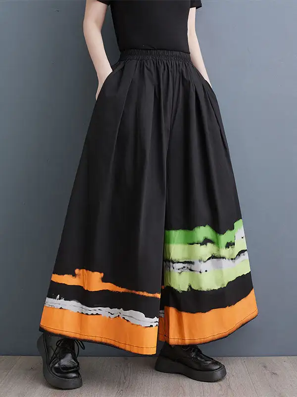 Women's High Waist Wide Leg Loose Fit Printed Pants