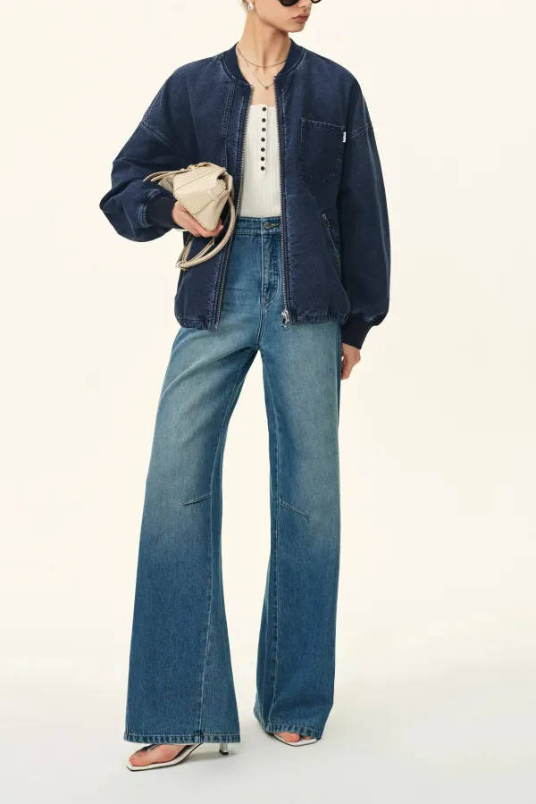 Lightweight Denim Bomber Jacket
