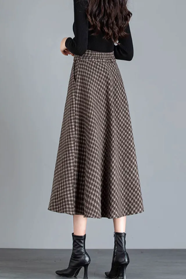 Timeless Wool Blend A Line Elastic Waist Midi Skirt