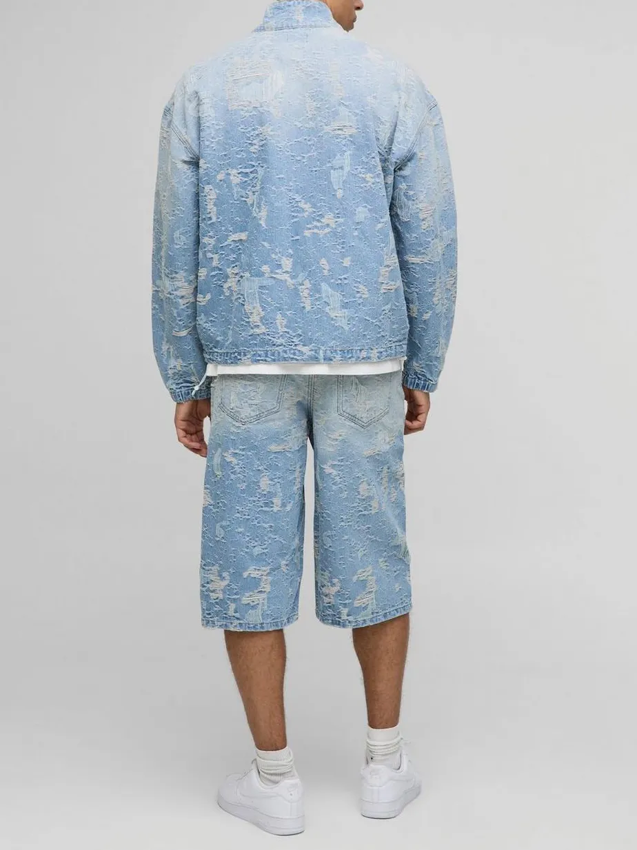 Spring And Summer Regular Distressed Denim Jorts