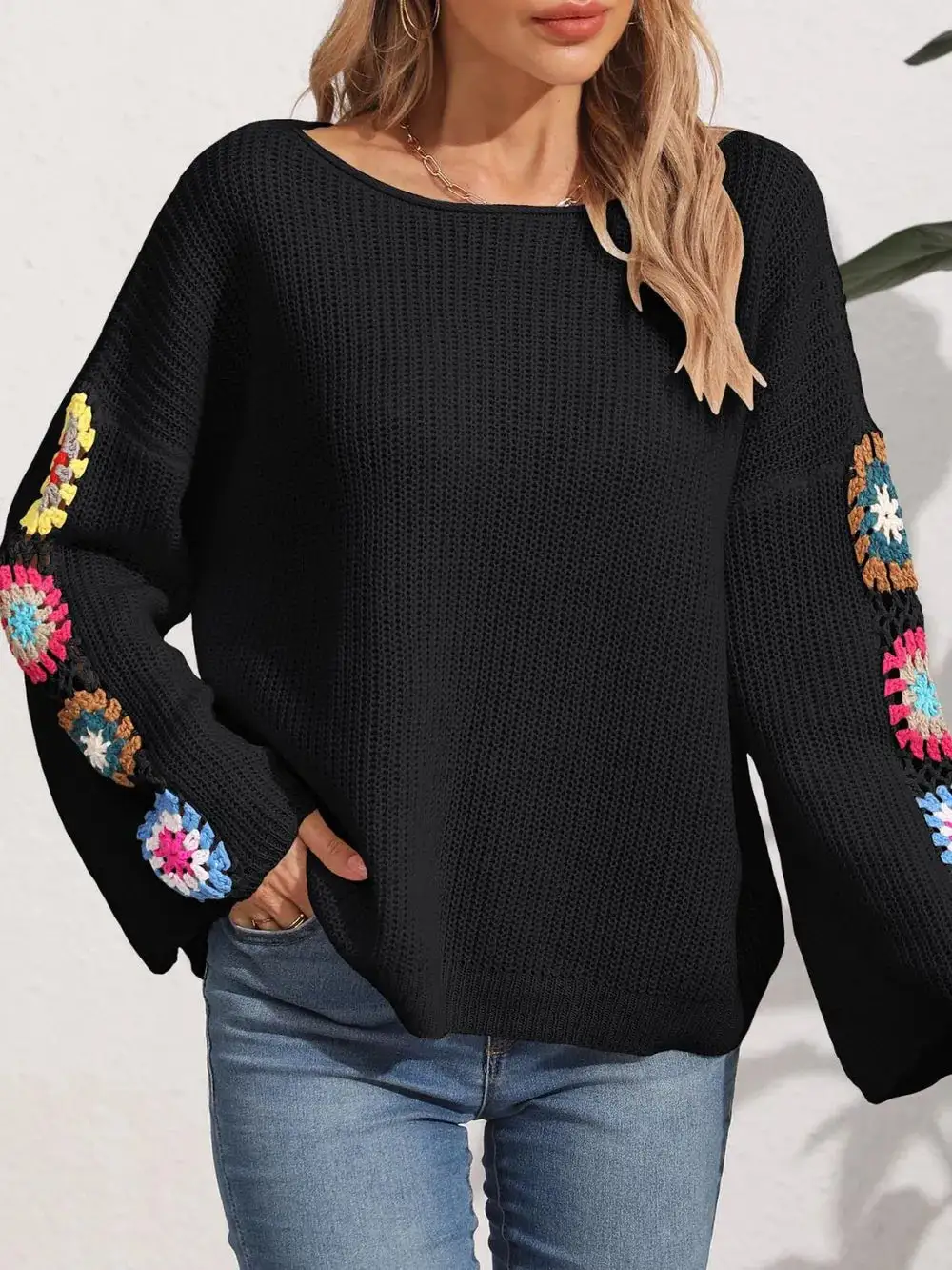 Long Sleeve Crochet Sweater