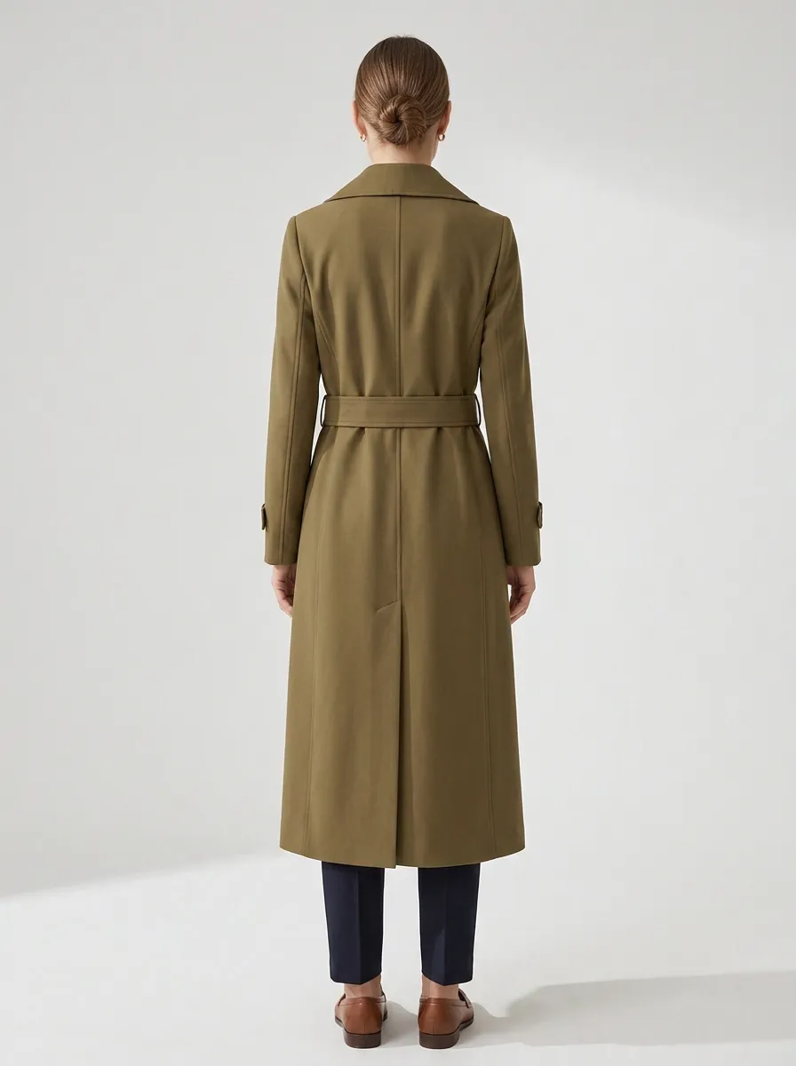 Women's Tailored Belted Long Trench Coat