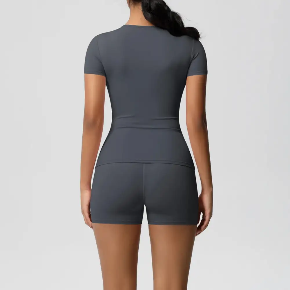 Gym Leggings Set Short Sleeve Breathable Stretchy Yoga Fitness