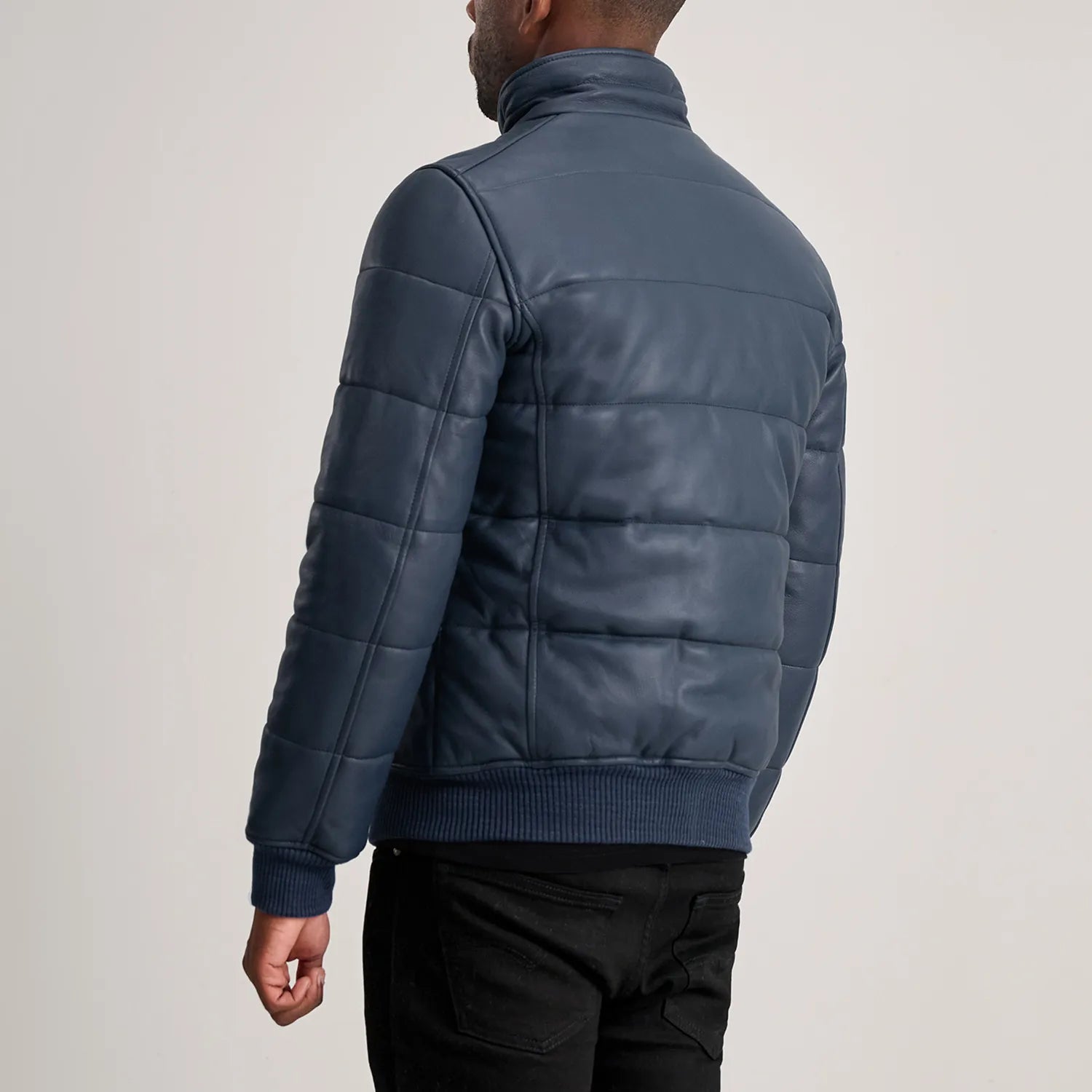 Men's Bomber Leather Puffer Jacket