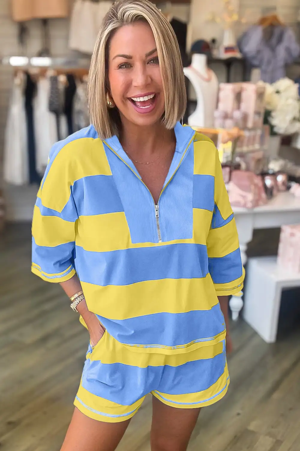 Stripe Shorts Relaxed Shorts Lounge Set Look