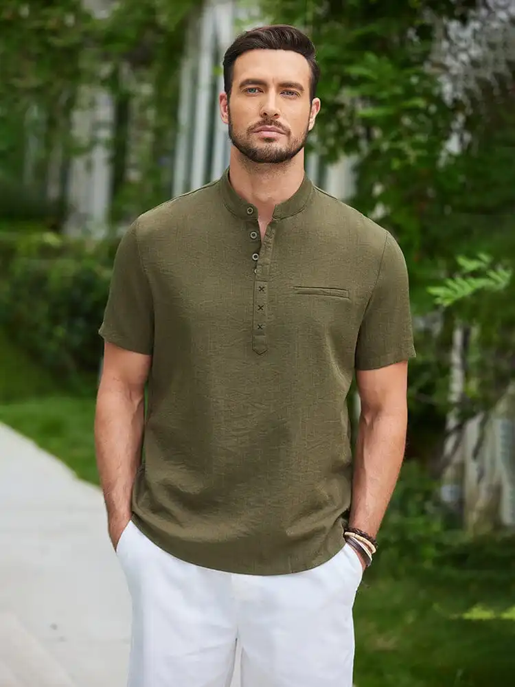 Soft Weave Henley Woven Shirt