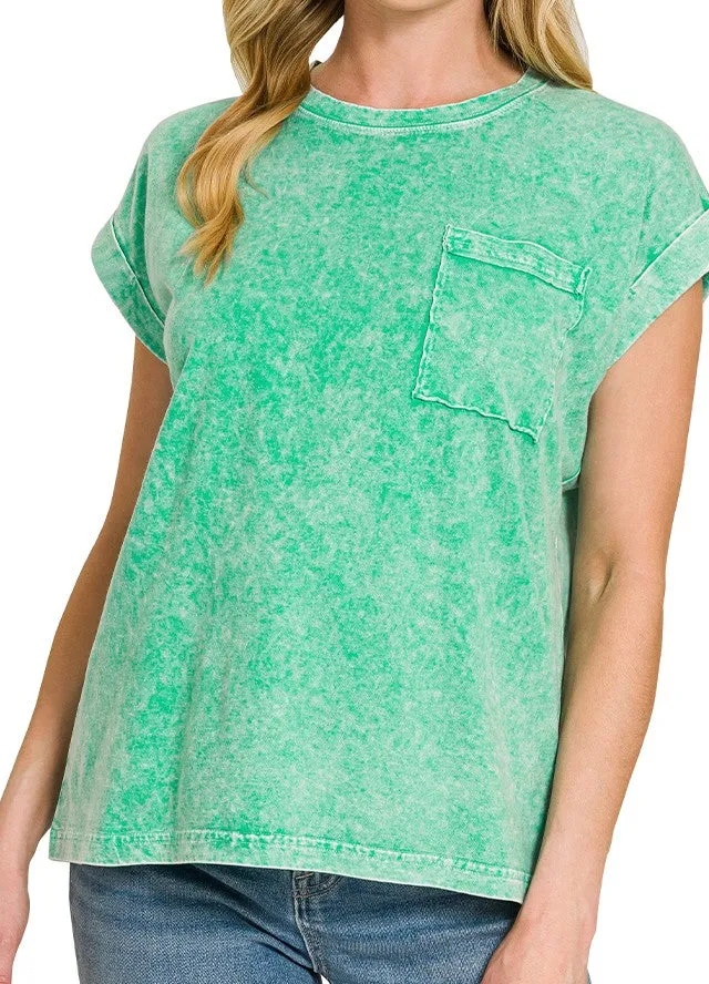 Snow Washed Cuffed Short Sleeve Tee