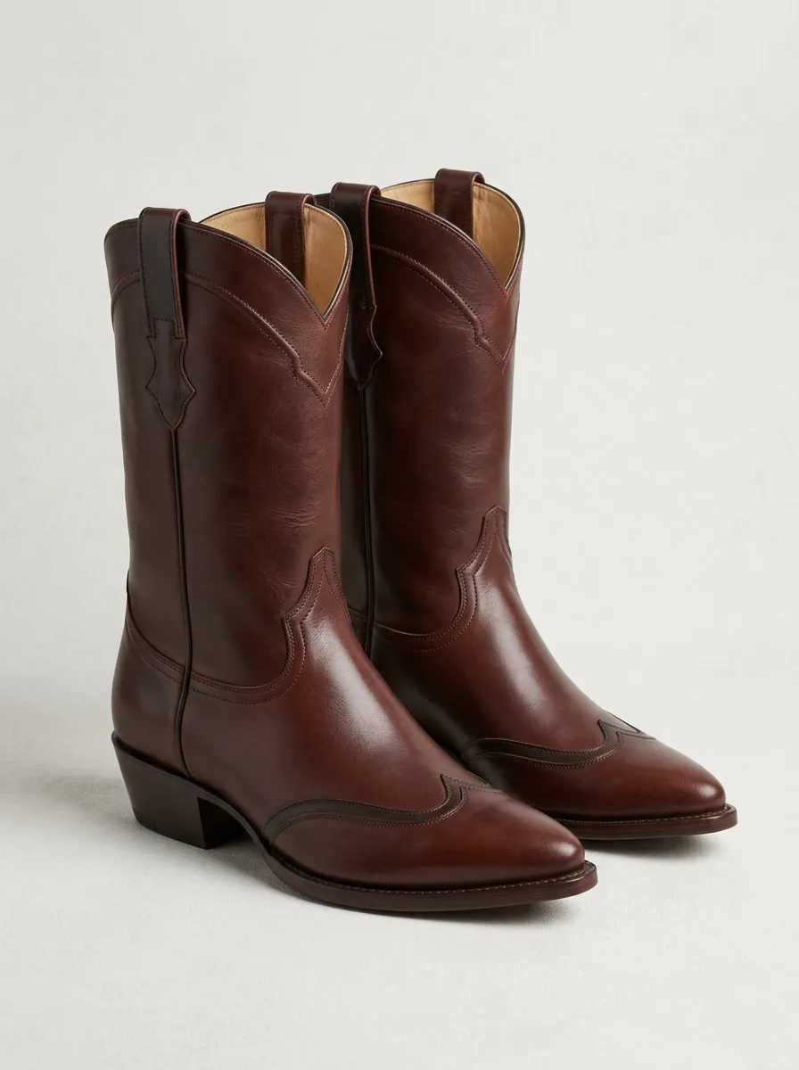 Men's Overlay Pointed-Toe Western Boots