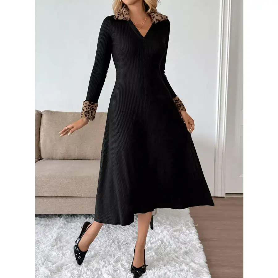 Cuff Johnny Collar Midi Dress