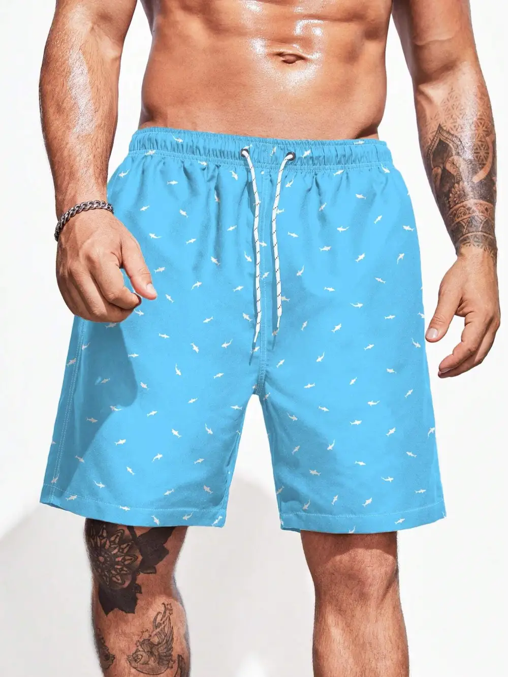 Men's Resort Allover Print Drawstring Swim Trunks