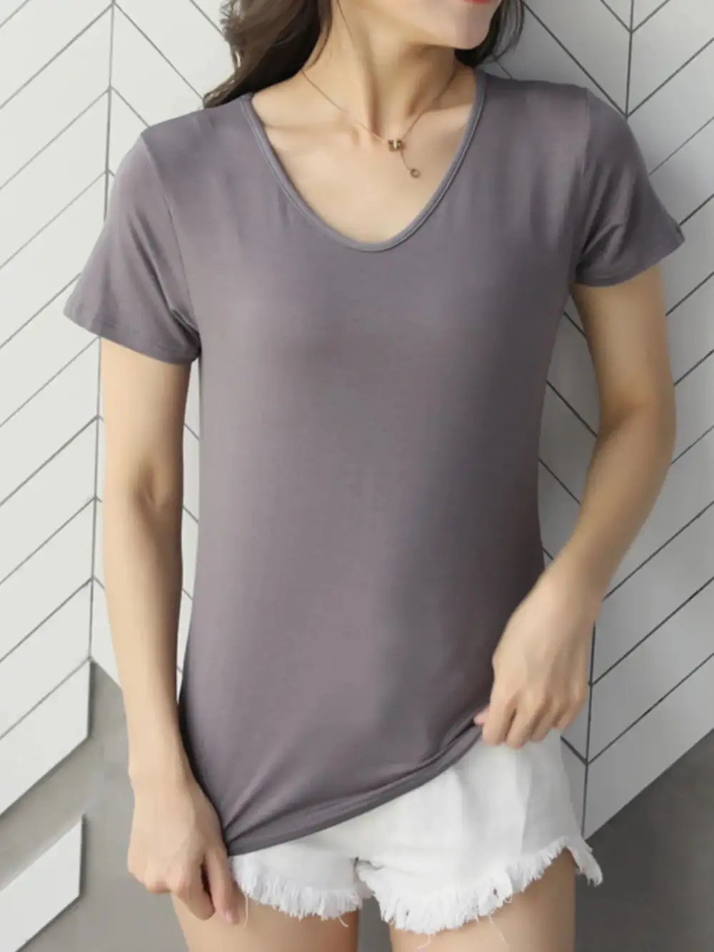 Easy-Wear V-Neck Short-Sleeve T-Shirt
