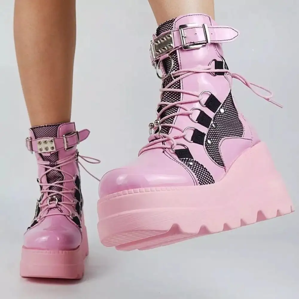 Lace-Up Platform Wedge Boots