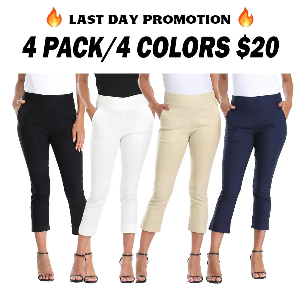 Women's Pull-On Capri Pants Stretch Straight Leg Trouser