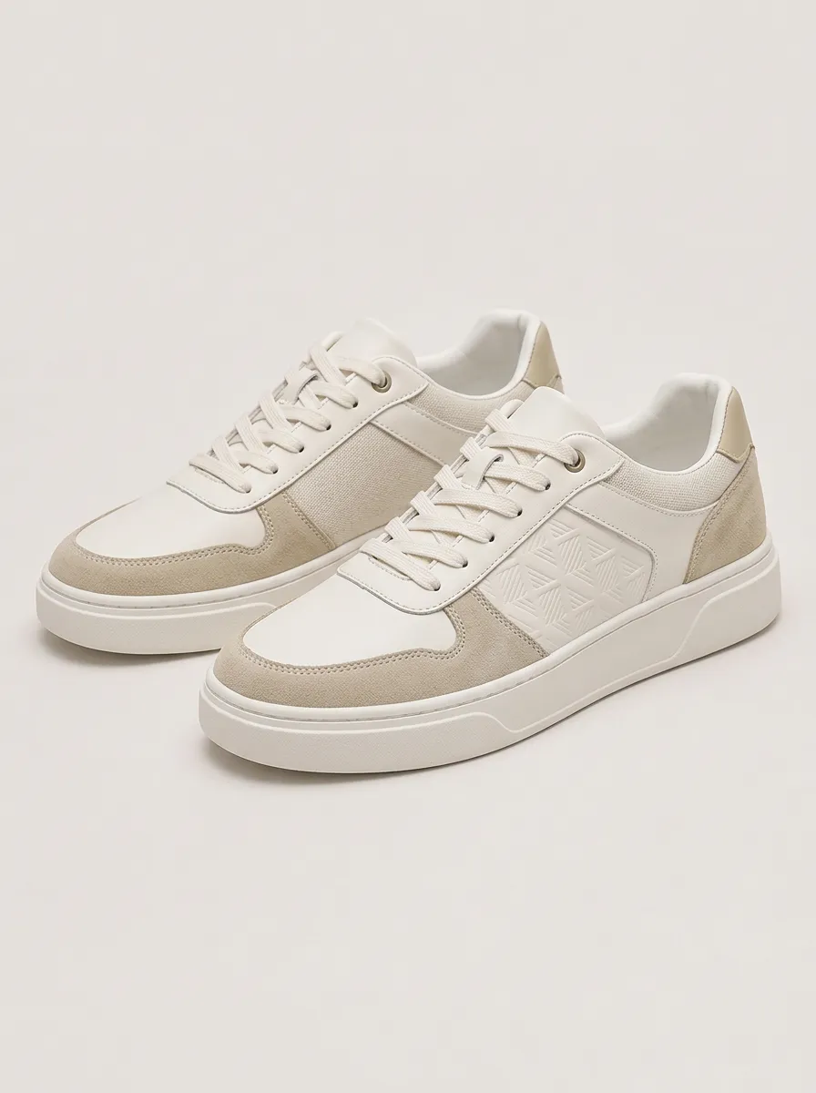 Men's Minimal Geometric Pattern Suede Skate Shoes