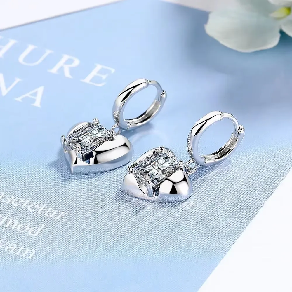 Chic Zircon Inlaid Heart Dangle Earrings