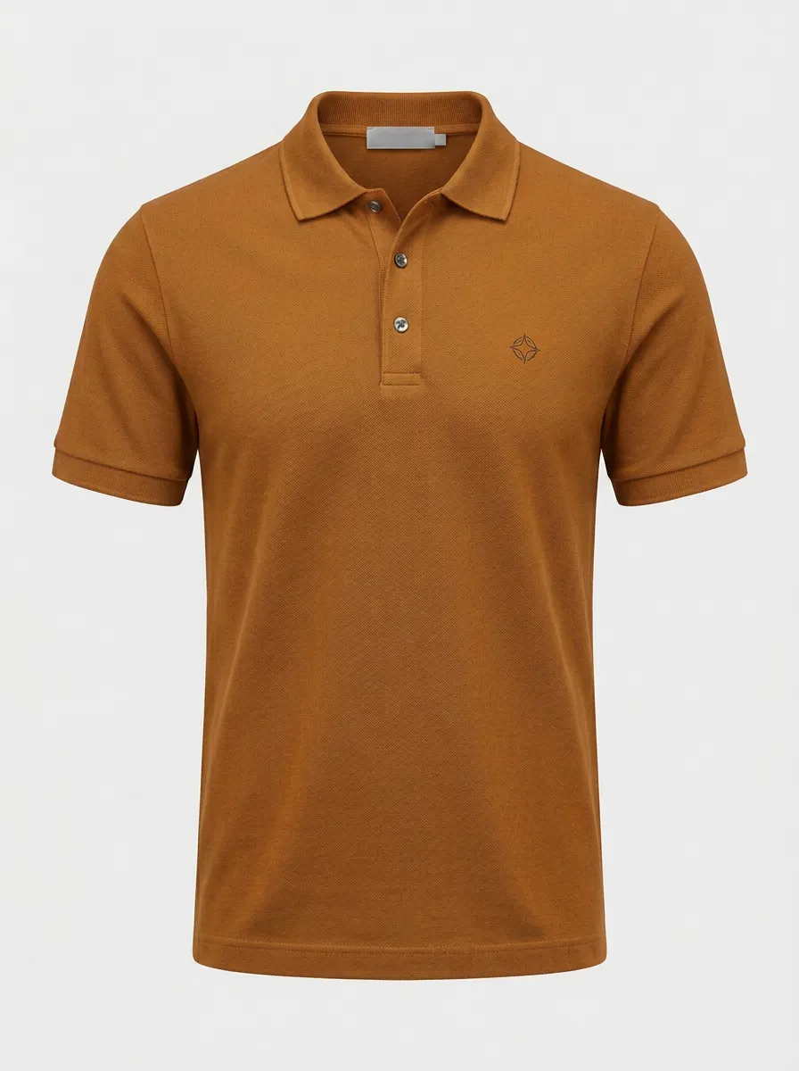 Refined Compass-Detail Embroidered-Detail Men's Polo Shirt
