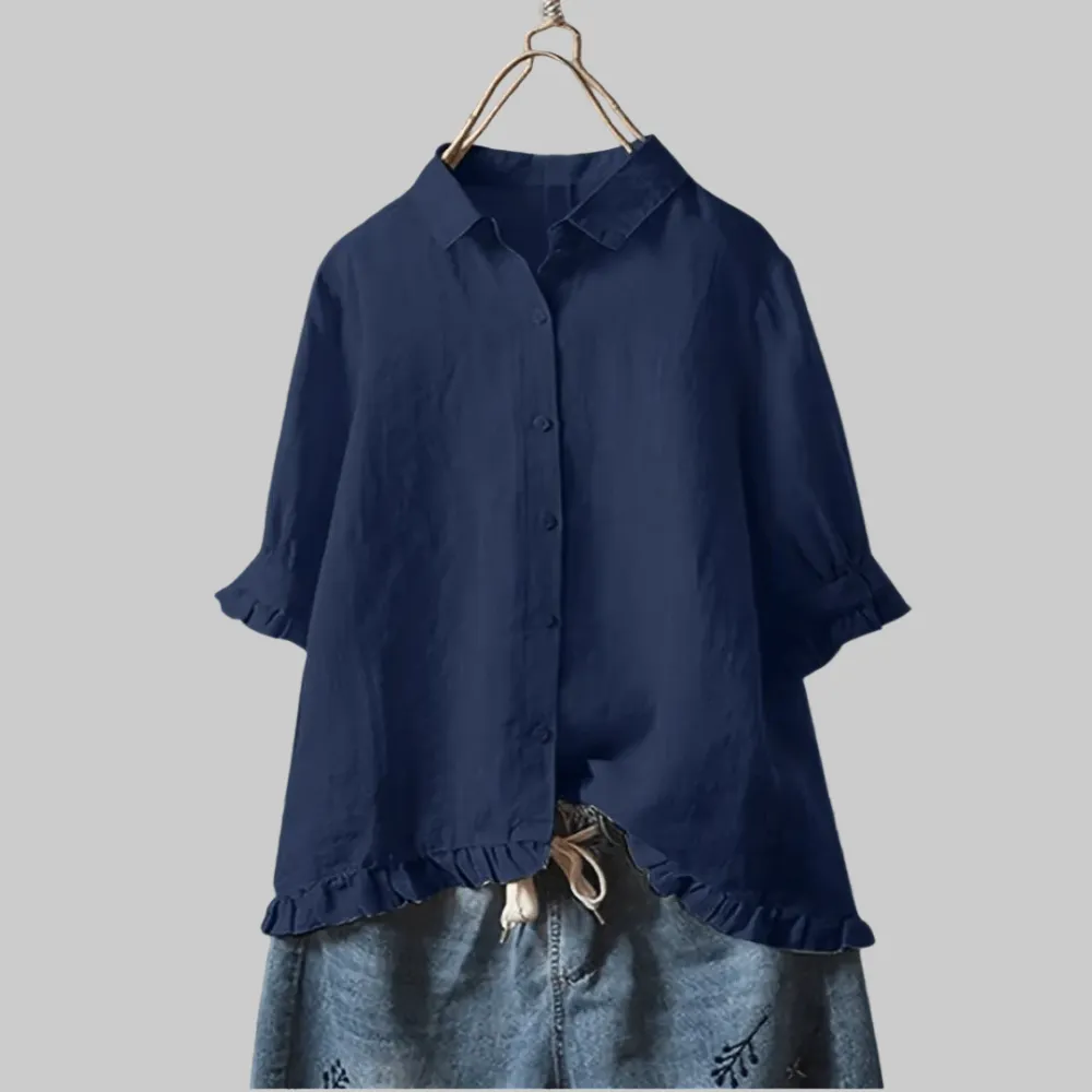 Linen Blend Cotton Blend Blouse