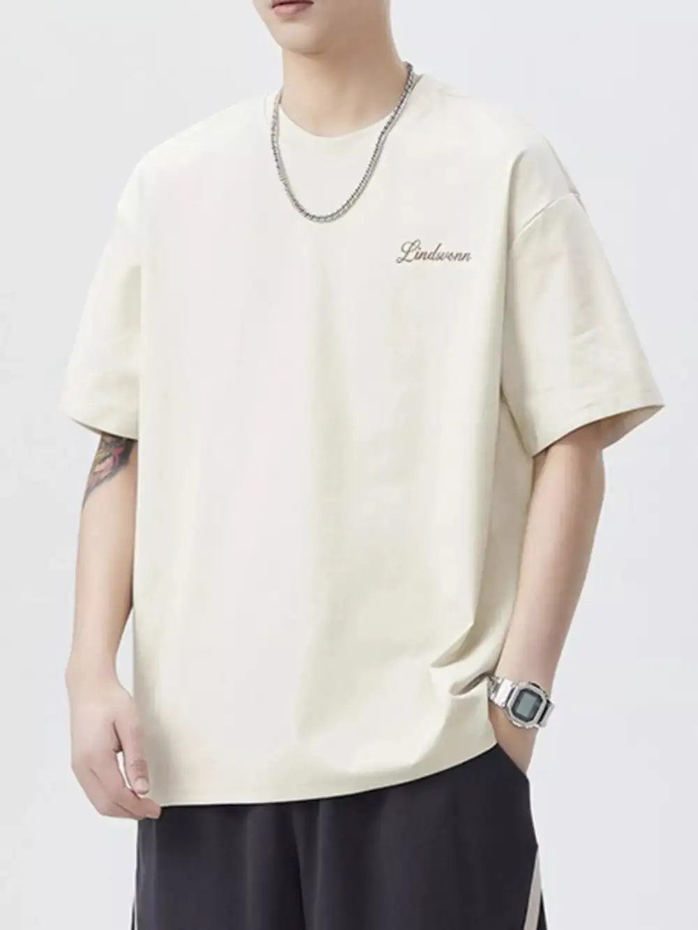 Cotton-Polyester-Blend Round-Neck Short-Sleeve T-Shirt