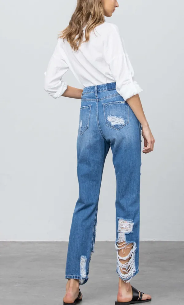 Modern Distressed Straight Jeans