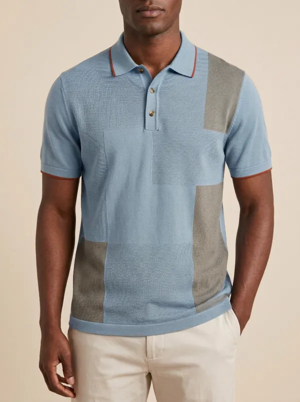 Classic Geometric Knit Men's Polo Shirt