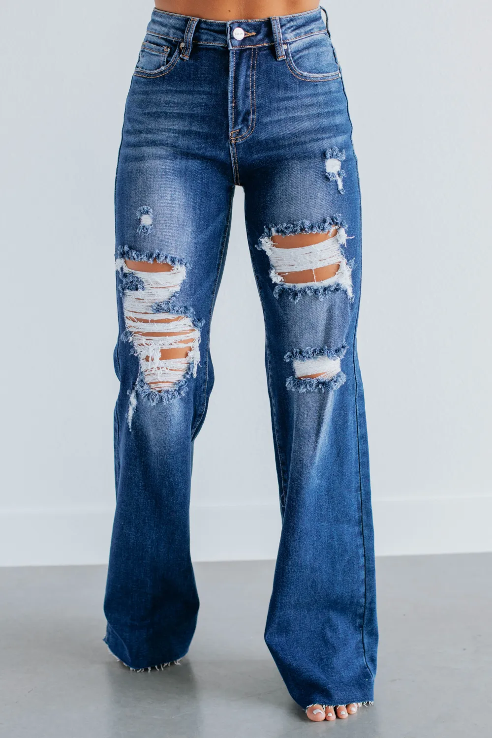 Women's High Rise Wide Leg Stretch Denim Jeans