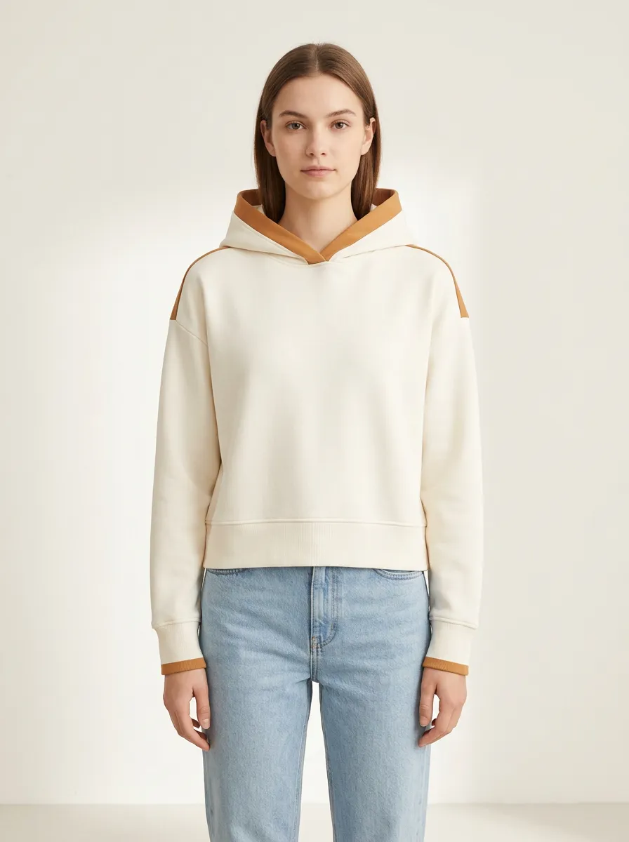Women's Contrast-Lined Drop-Shoulder Pocketless Hoodie