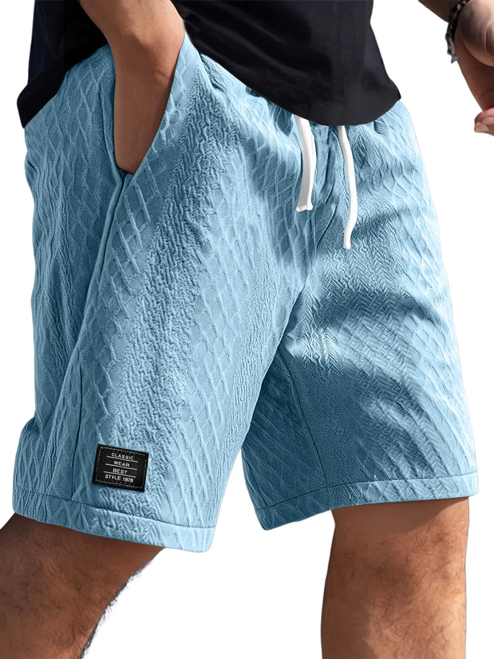 Textured Jacquard Casual Shorts