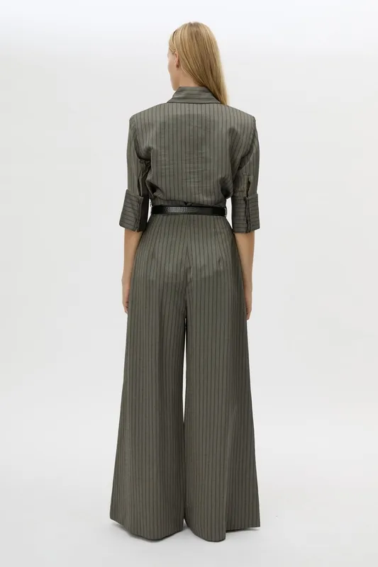 Gray Stripe Short Sleeve Striped Shirt
