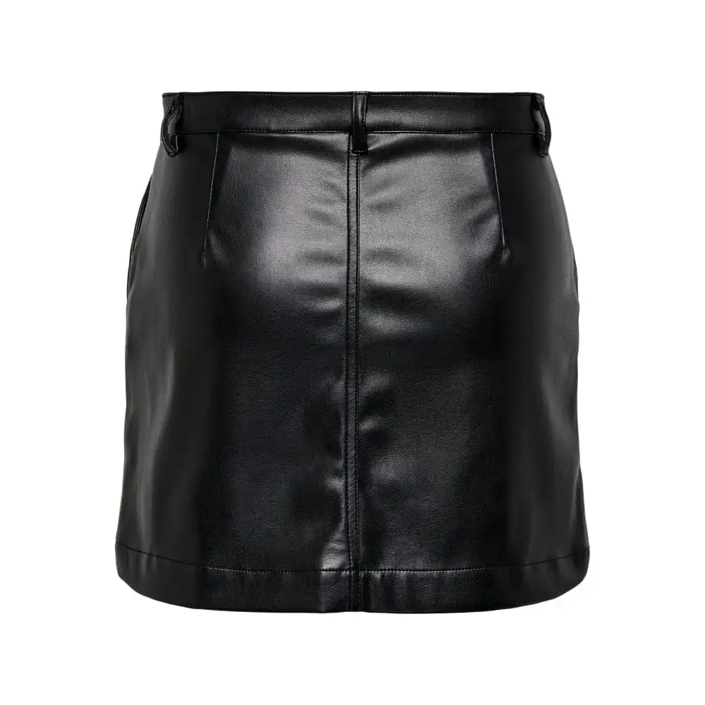Button Fastening Leather Mini Skirt