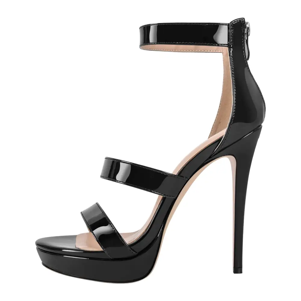 Ankle Zip Platform Stiletto Band Sandals