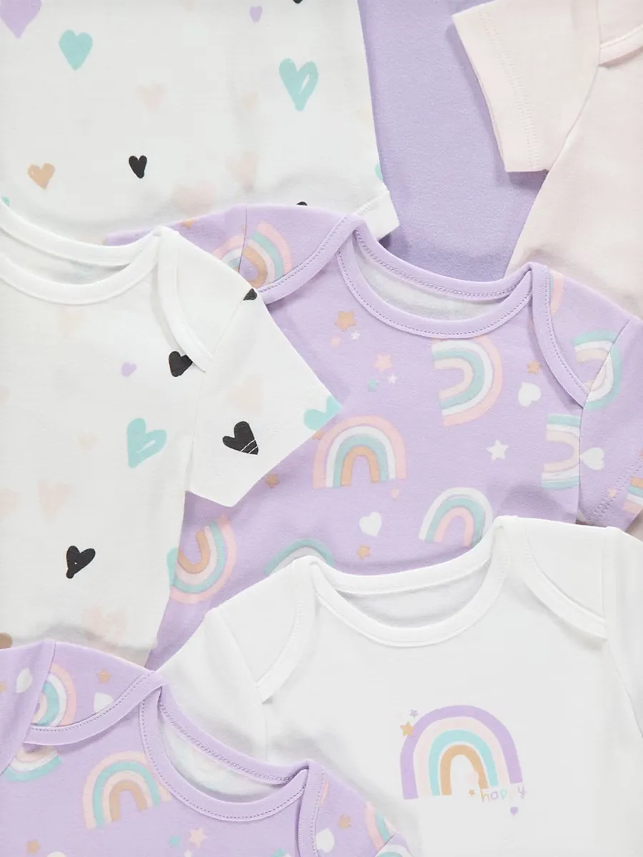Rainbow Short Sleeve Bodysuits 7 Pack