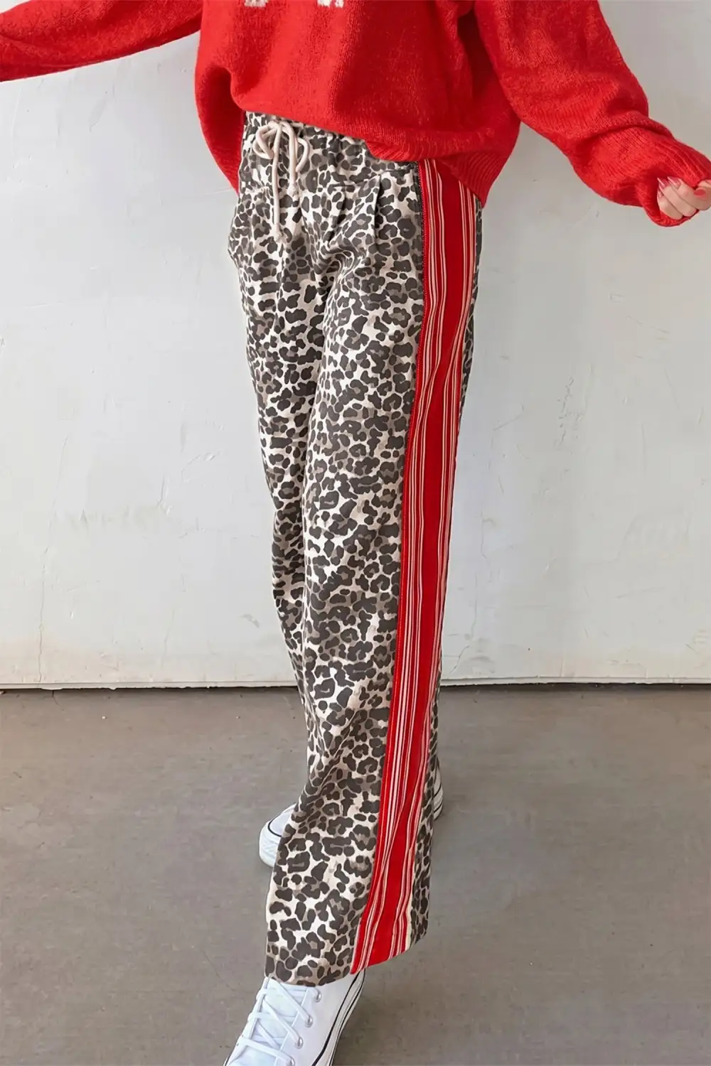 Women's Leopard Patchwork Elastic Waist Jeans