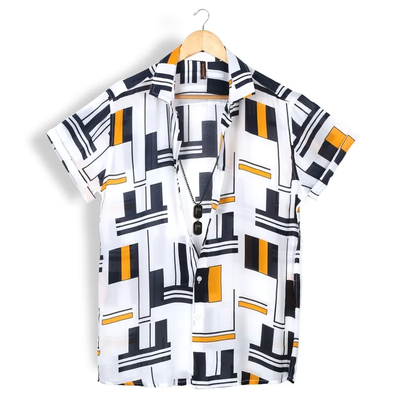 White Printed Rayon Shirt