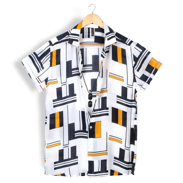 White Printed Rayon Shirt