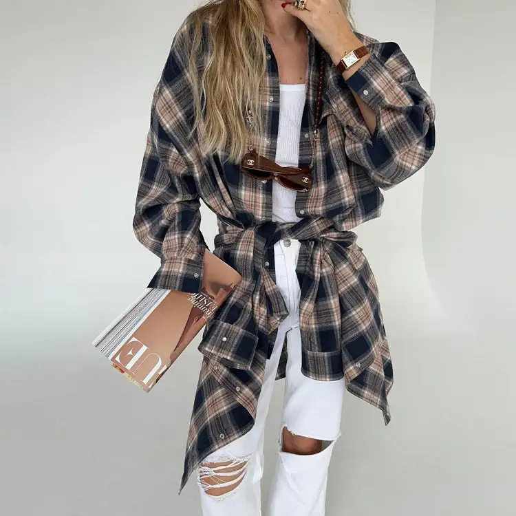 Soft Plaid Casual Outerwear Jacket