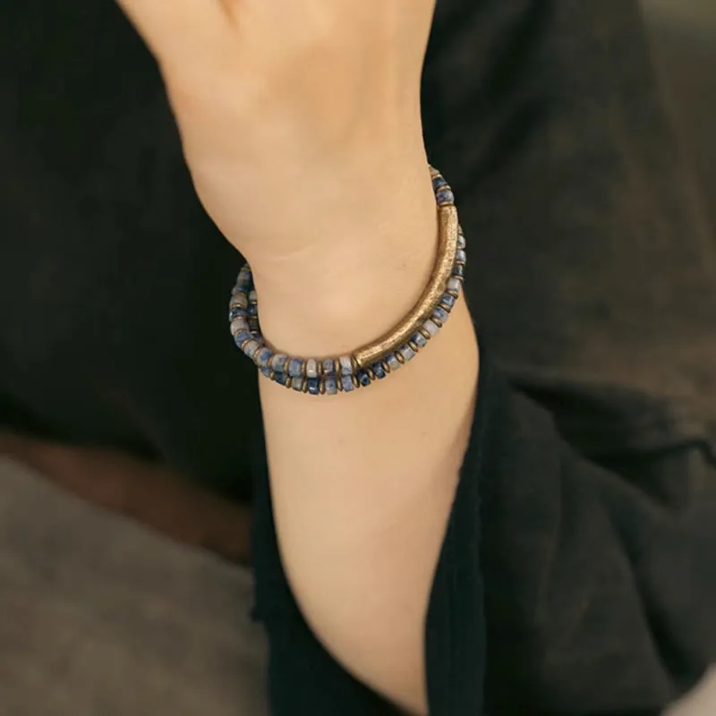 Sodalite Picture Jasper Point Stone Bracelet