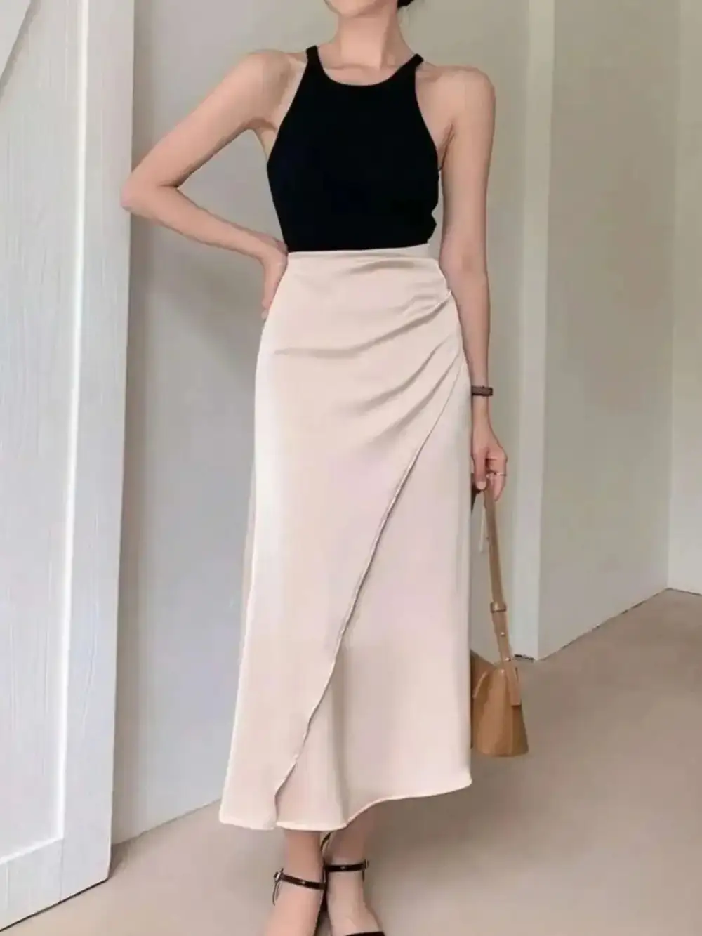 Airy Wrap Asymmetric Skirt