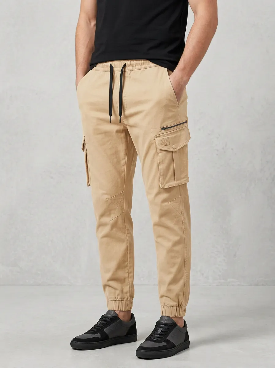 Contemporary Graphic Print Essential Men's Cargo Jogger Pants