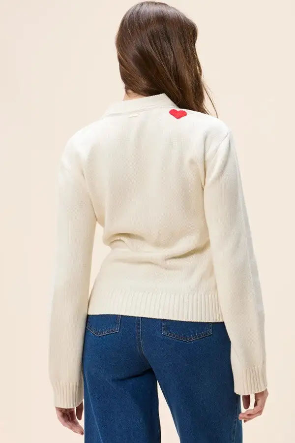 Cream Button Front Knit Cardigan