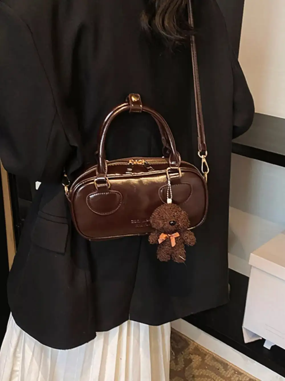 Vintage Style Crossbody Bag with Charm