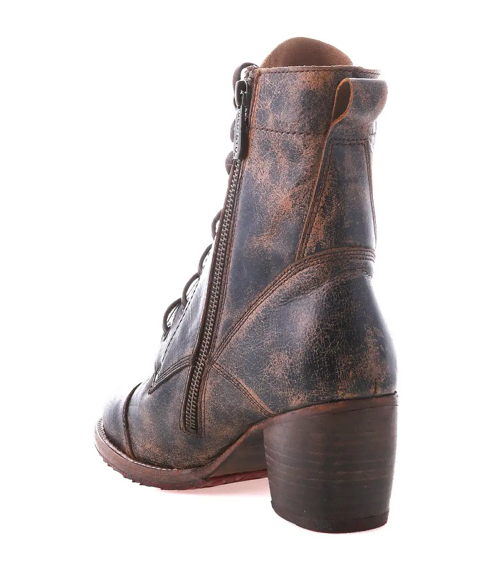 Cap-Toe Side-Zip Lace-Up Boots
