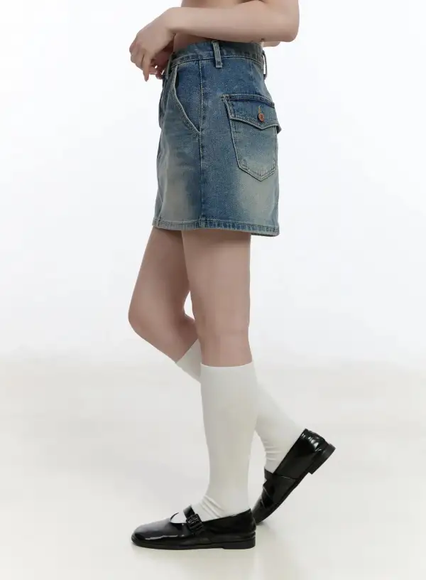 Casual High-Waisted Denim Mini Skirt