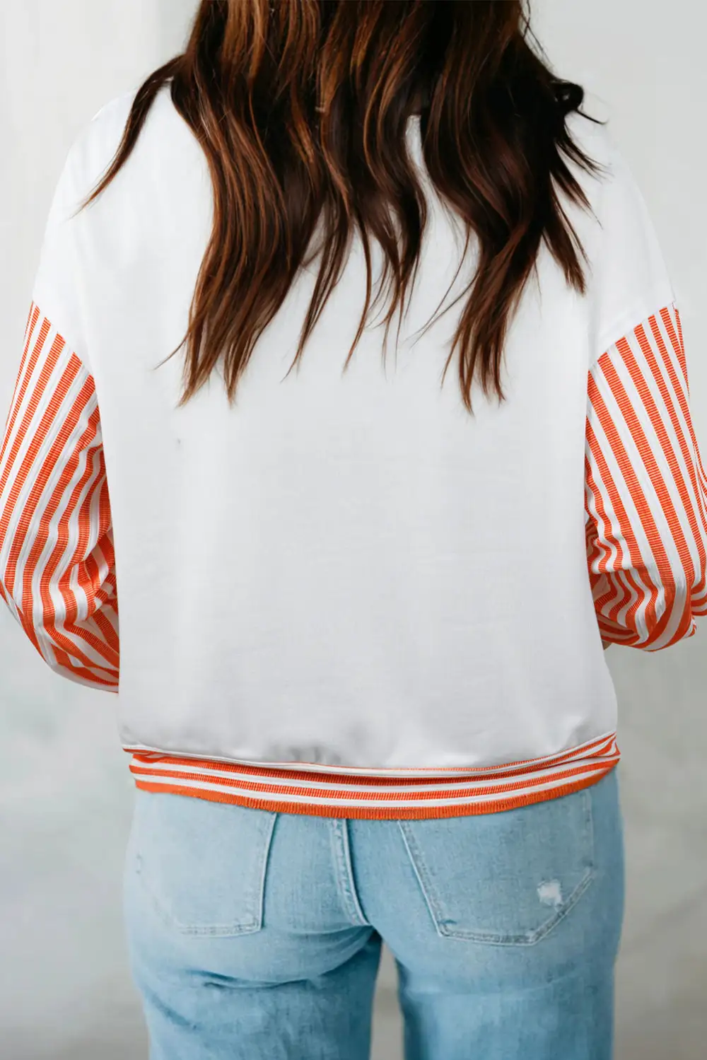 Striped V Neck Long Sleeve Women's Top