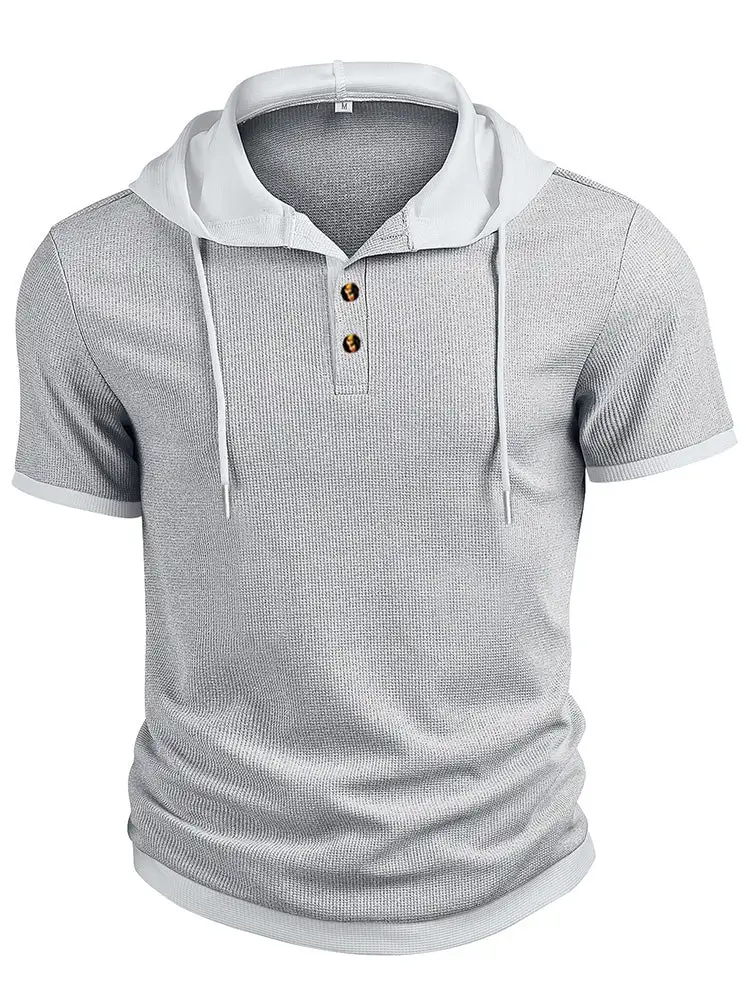 Waffle Knit Hoodie Short Sleeve Set with Shorts