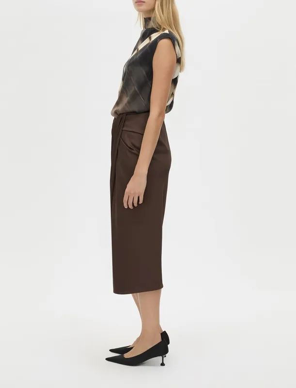 Espresso Wrap Midi Skirt