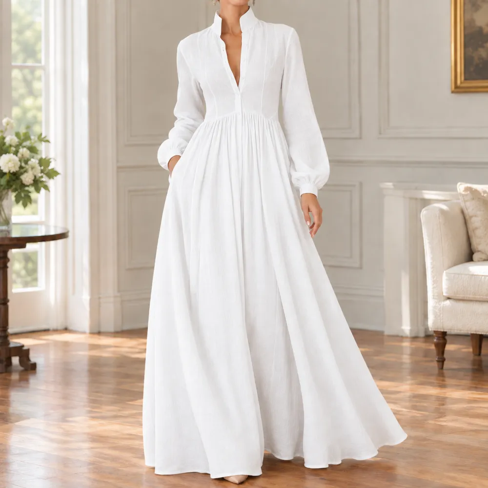 Contemporary Refined Women's Pleated Maxi Dress
