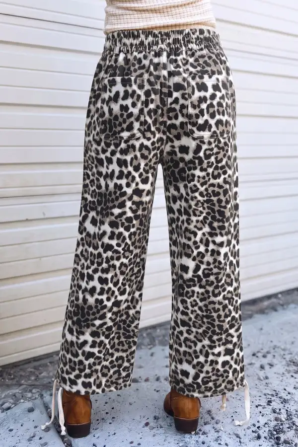 Women's Leopard Print Drawstring Jogger Jeans