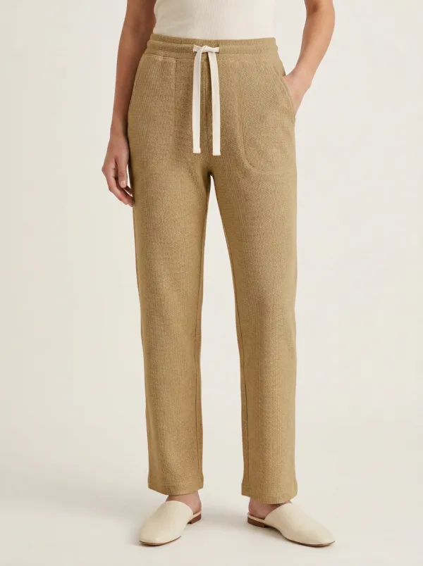 Women's Casual Waffle Knit Drawstring Lounge Pants