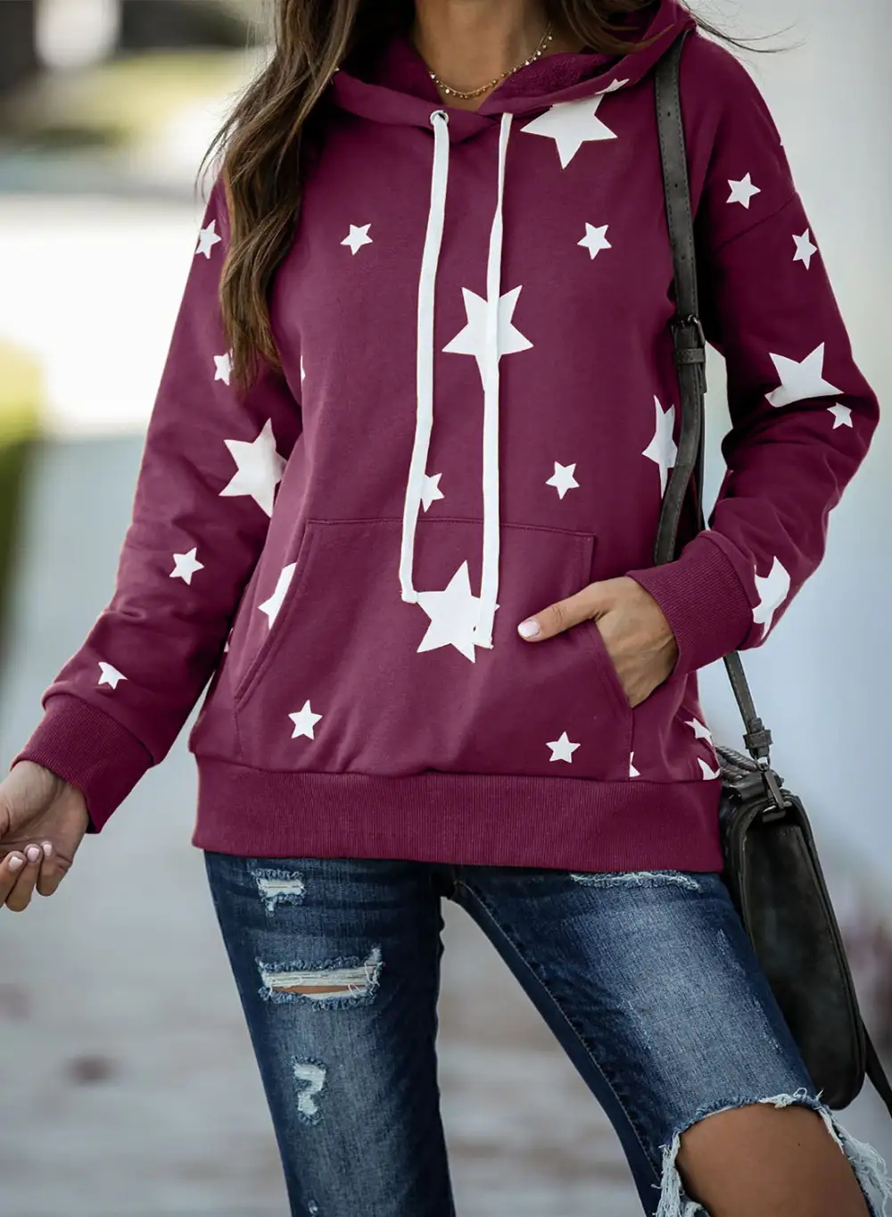 Cotton Blend Star Hooded Top