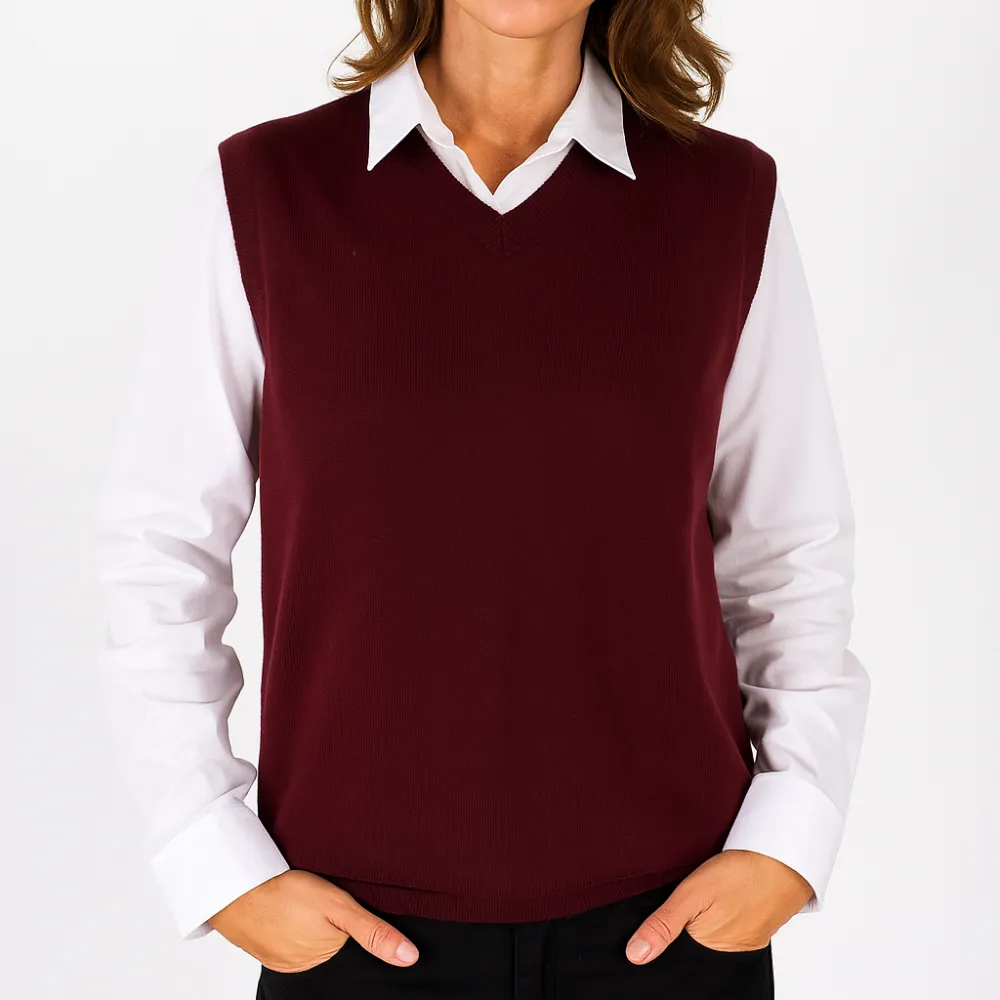 Fine Gauge V Neck Knit Vest